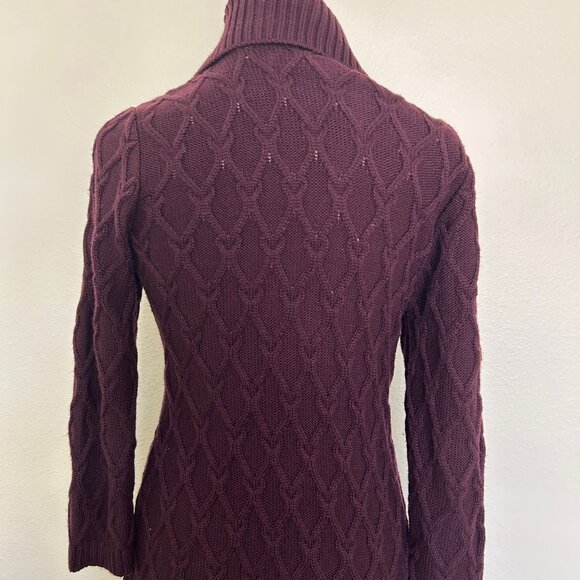 Ellen Tracy Purple Cable Knit Sweater Dress Shawl Collar Buckle Detail SZ PM - Picture 2 of 9